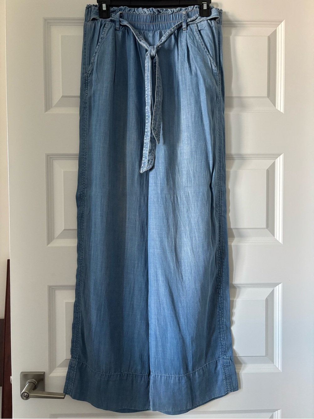 Knox Rose Washed Blue Wide-Leg Tie-Waist Jeans